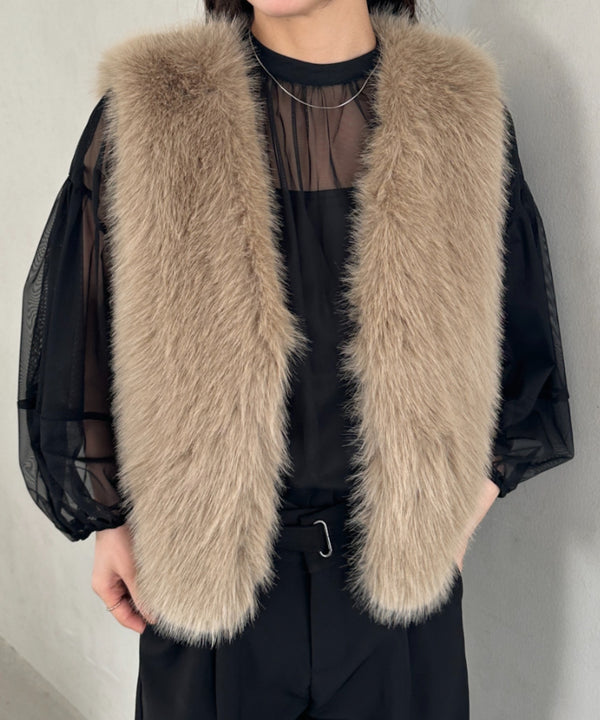 オケージョンショート丈ファーベスト | MD2256053 | ベージュ