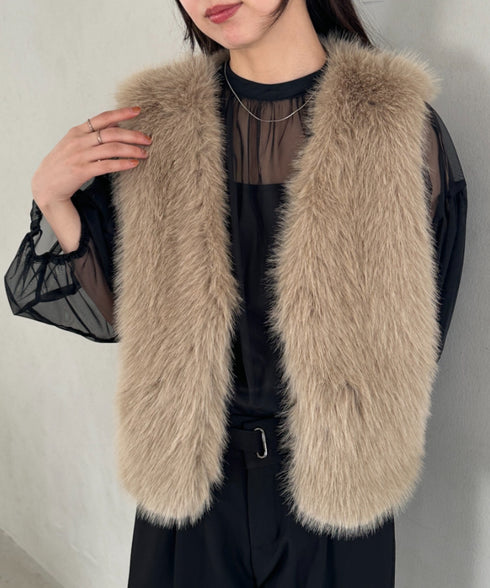 オケージョンショート丈ファーベスト | MD2256053 | ベージュ