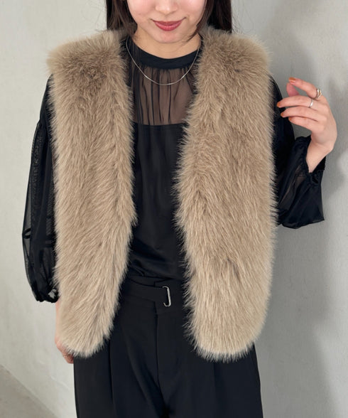 オケージョンショート丈ファーベスト | MD2256053 | ベージュ