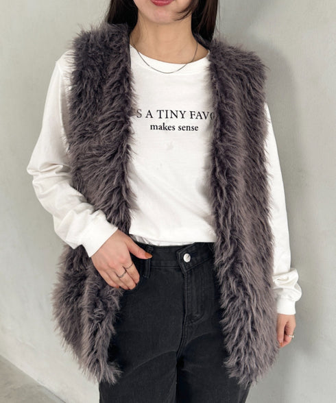 シャギープードルベスト | MD2256054 | チャコールグレー