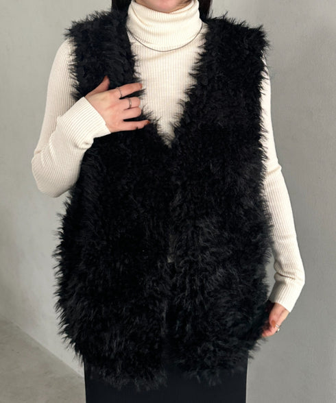 シャギープードルベスト | MD2256054 | ブラック