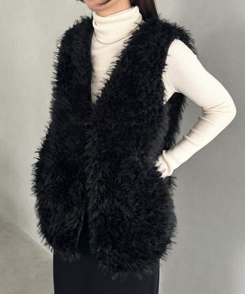 シャギープードルベスト | MD2256054 | ブラック