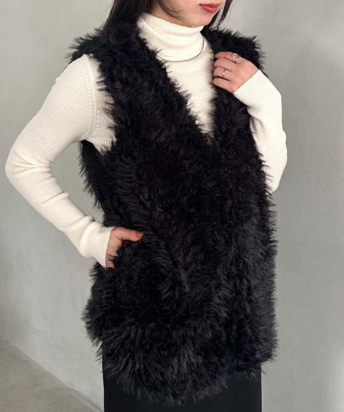 シャギープードルベスト | MD2256054 | ブラック