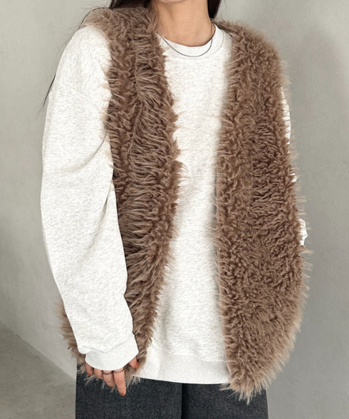 シャギープードルベスト | MD2256054 | ブラウン