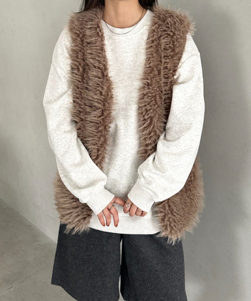 シャギープードルベスト | MD2256054 | ブラウン