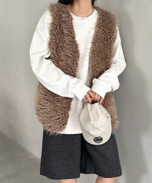 シャギープードルベスト | MD2256054 | ブラウン