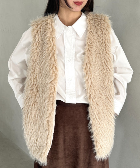 シャギープードルベスト | MD2256054 | ベージュ