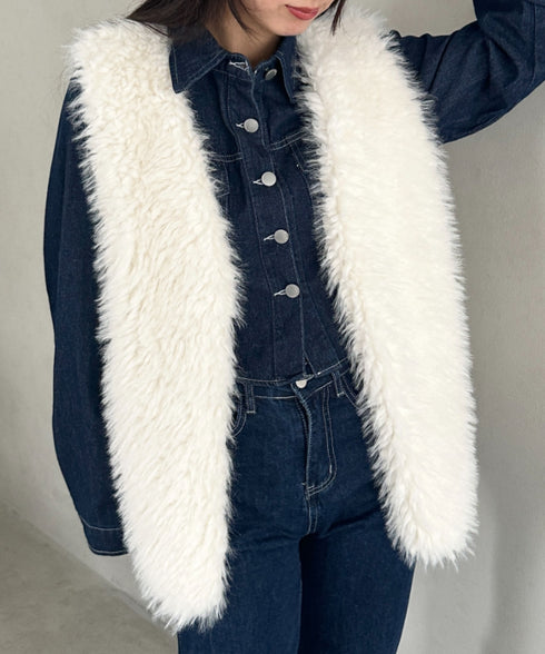 シャギープードルベスト | MD2256054 | アイボリー