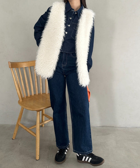 シャギープードルベスト | MD2256054 | アイボリー