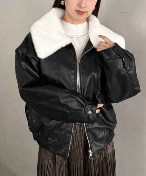 ビッグ襟PUジャケット | MD2256074 | ブラック