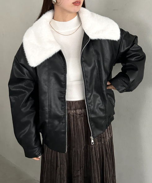 ビッグ襟PUジャケット | MD2256074 | ブラック