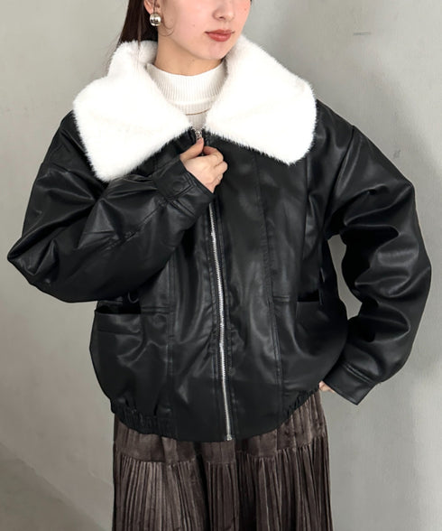 ビッグ襟PUジャケット | MD2256074 | ブラック