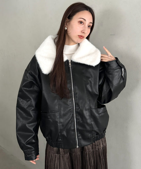 ビッグ襟PUジャケット | MD2256074 | ブラック