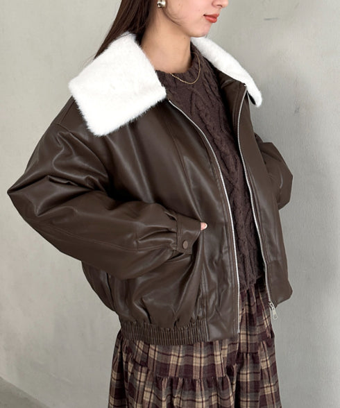 ビッグ襟PUジャケット | MD2256074 | ブラウン