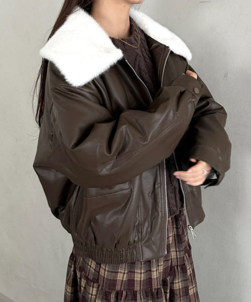 ビッグ襟PUジャケット | MD2256074 | ブラウン