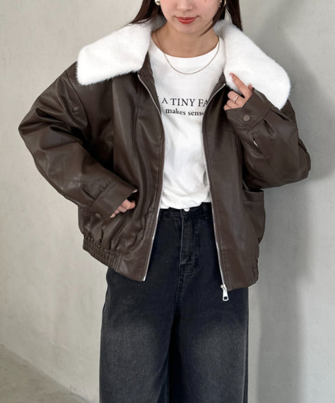 ビッグ襟PUジャケット | MD2256074 | ブラウン