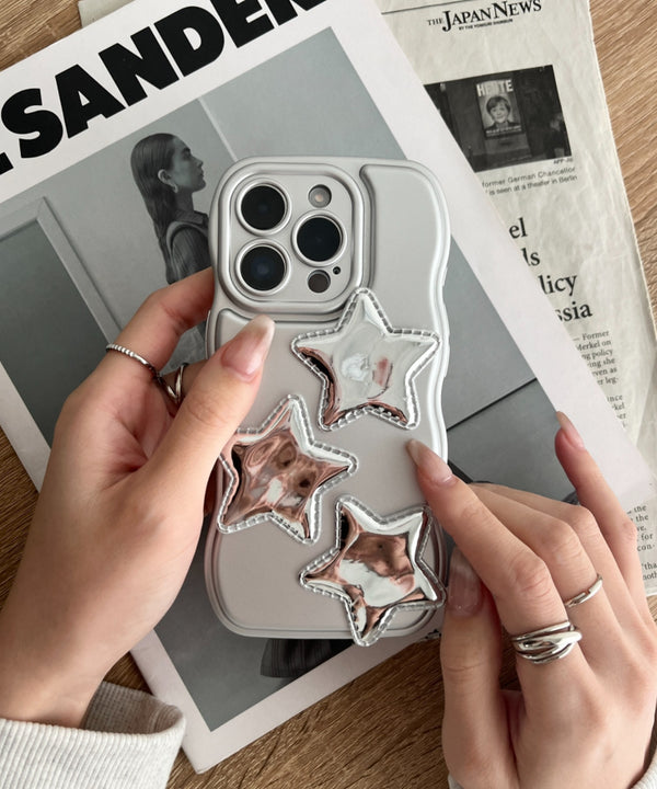 【iPhone13~iPhone16対応】星 デザインスマホケース | WR6256050 | シルバー