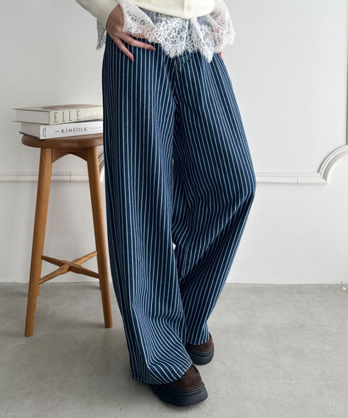 ストライプワイドデニムパンツ | WR2256044 | ブルー