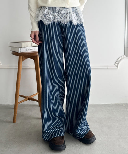 ストライプワイドデニムパンツ | WR2256044 | ブルー