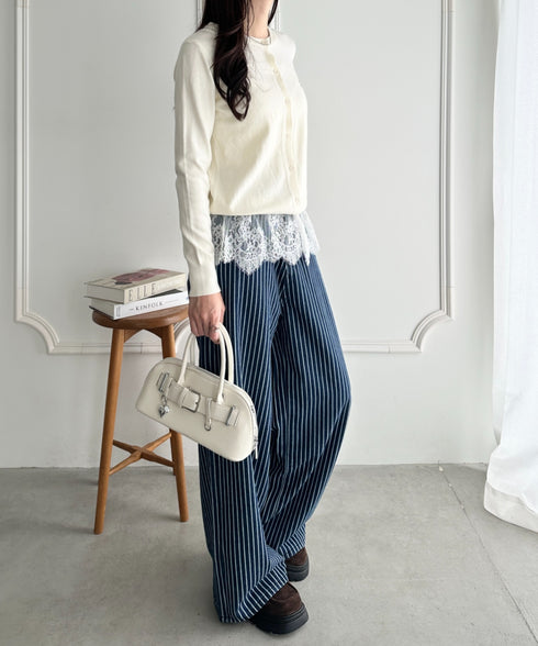 ストライプワイドデニムパンツ | WR2256044 | ブルー