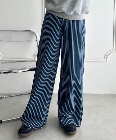 ストライプワイドデニムパンツ | WR2256044 | ブルー