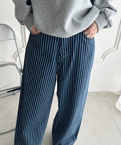 ストライプワイドデニムパンツ | WR2256044 | ブルー