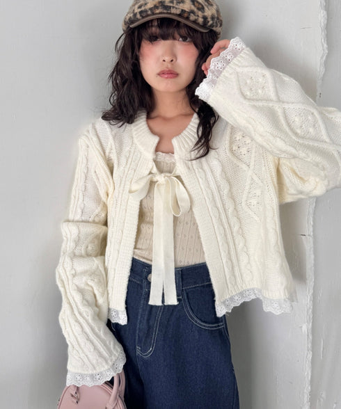 ケーブル編みリボンボレロカーディガン | SL2254021 | アイボリー