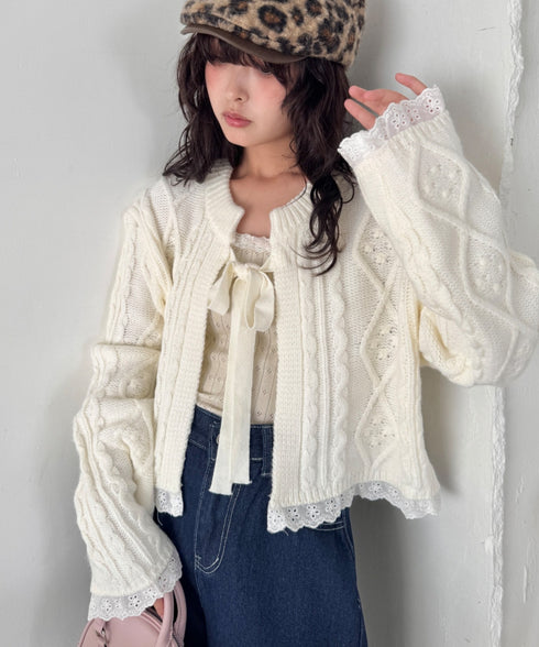ケーブル編みリボンボレロカーディガン | SL2254021 | アイボリー