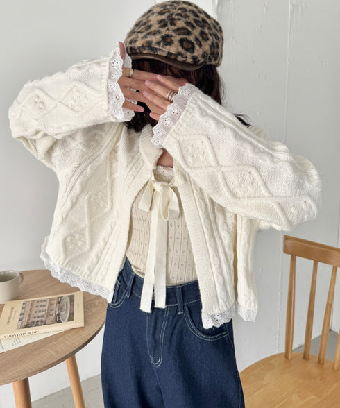 ケーブル編みリボンボレロカーディガン | SL2254021 | アイボリー