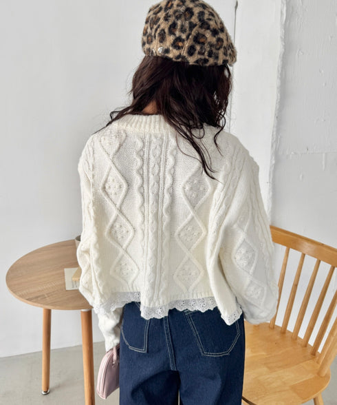 ケーブル編みリボンボレロカーディガン | SL2254021 | アイボリー