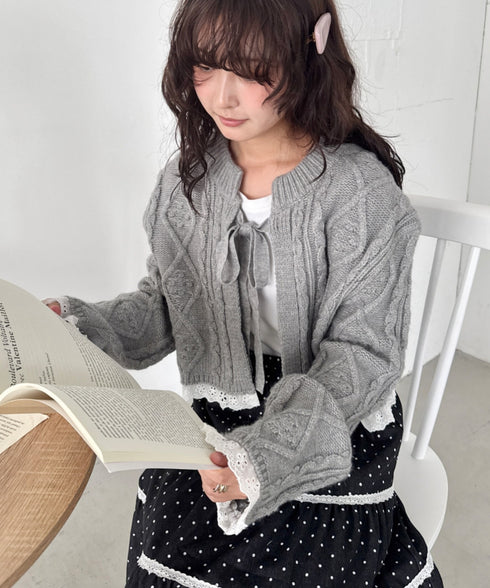 ケーブル編みリボンボレロカーディガン | SL2254021 | グレー