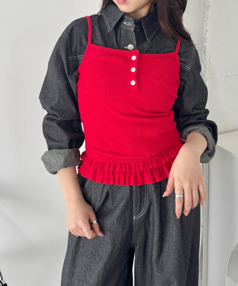 【セットアップ】デニムシャツジャケット+ワイドパンツ | SL2256111 | ブラック