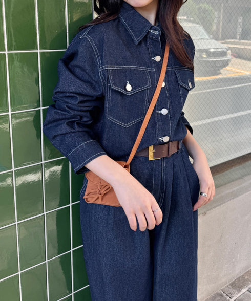 【セットアップ】デニムシャツジャケット+ワイドパンツ | SL2256111 | ネイビー