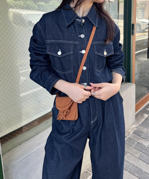 【セットアップ】デニムシャツジャケット+ワイドパンツ | SL2256111 | ネイビー