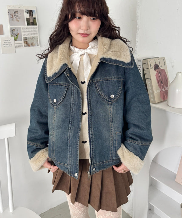 ファーカラーデニムブルゾン | SL2254022 | ブルー