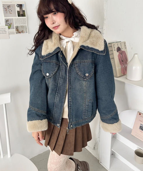 ファーカラーデニムブルゾン | SL2254022 | ブルー