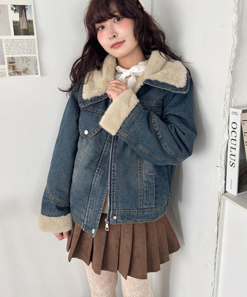 ファーカラーデニムブルゾン | SL2254022 | ブルー