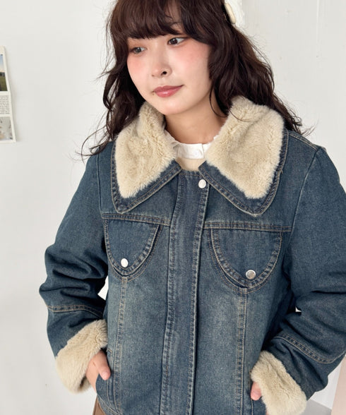ファーカラーデニムブルゾン | SL2254022 | ブルー