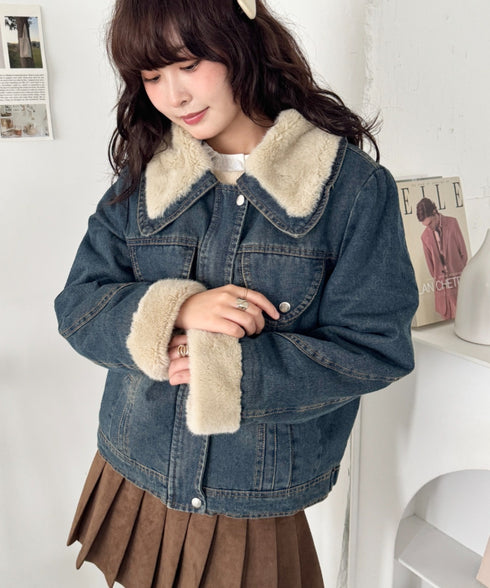 ファーカラーデニムブルゾン | SL2254022 | ブルー