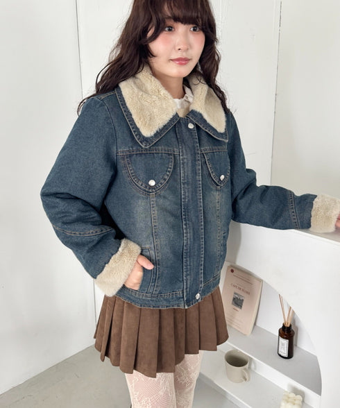 ファーカラーデニムブルゾン | SL2254022 | ブルー