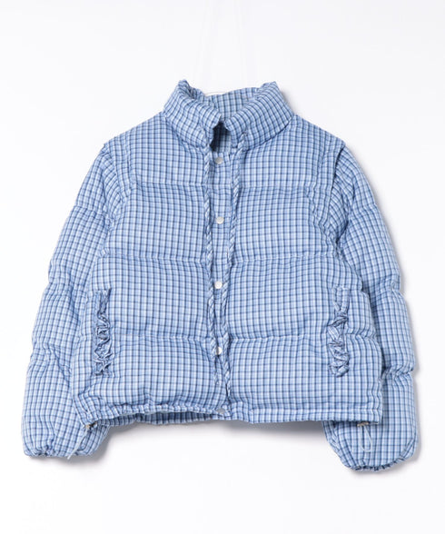 【袖取り外し可能】チェックリボンダウンジャケット/ダウンベスト | SL2254023 | ブルー