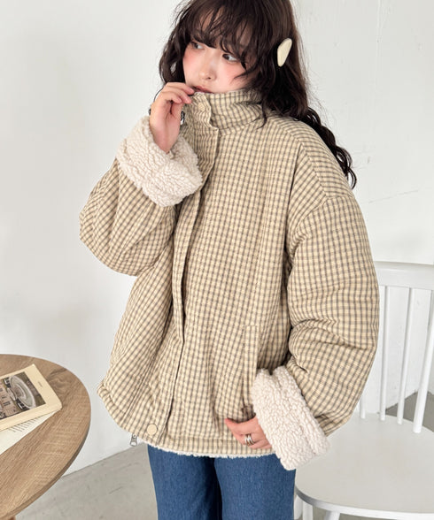 チェックボアリバーシブルブルゾン | SL2254024 | ベージュ