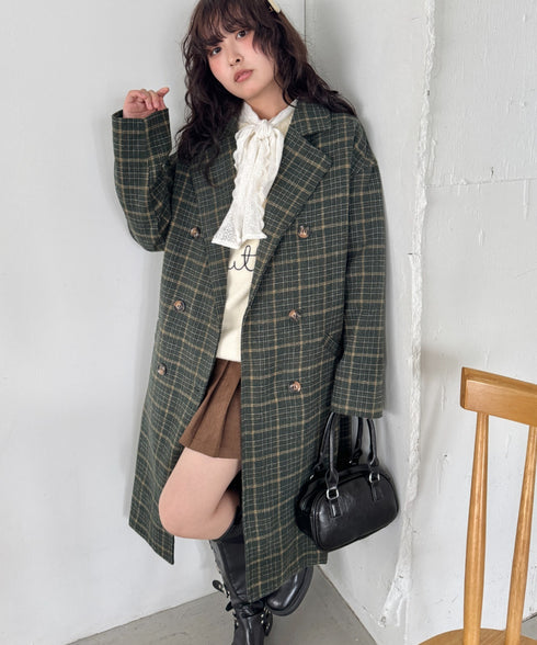 チェックチェスターミドルコート | SL2254025 | グリーン