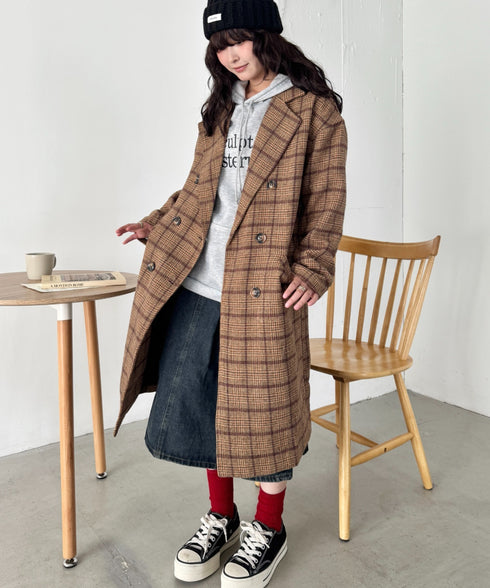 チェックチェスターミドルコート | SL2254025 | キャメル