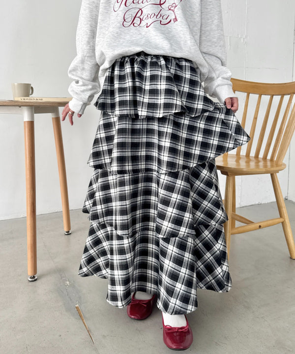 チェックフリルカンカンスカート | SL2256113 | ブラック