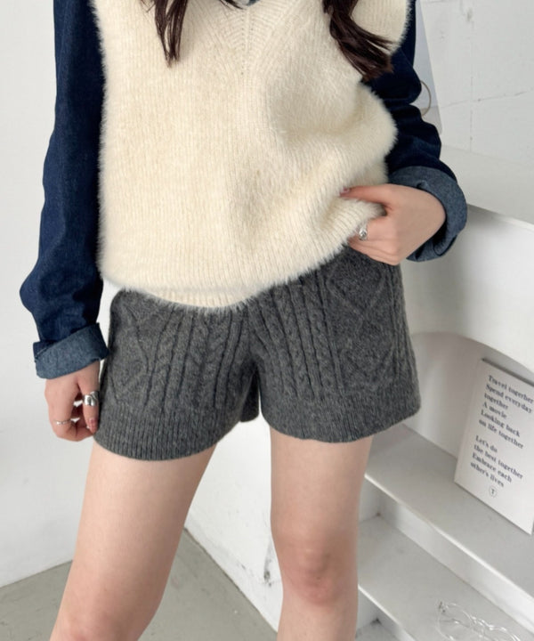 ケーブルニットホットパンツ | SL2256116 | チャコールグレー