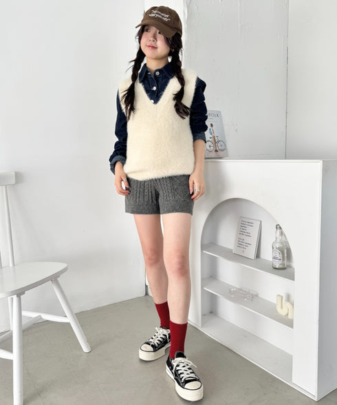 ケーブルニットホットパンツ | SL2256116 | チャコールグレー