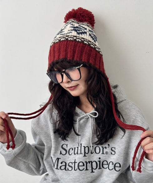 ノルディック柄ニットビーニー | SL5256118 | レッド