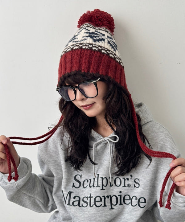 ノルディック柄ニットビーニー | SL5256118 | レッド