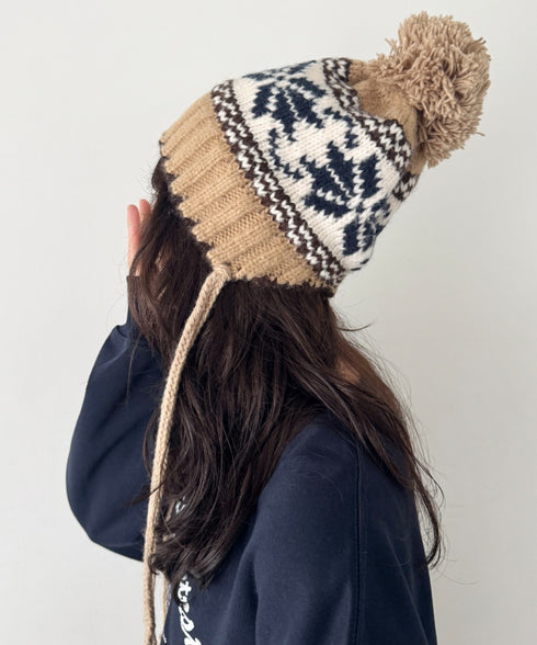 ノルディック柄ニットビーニー | SL5256118 | ベージュ